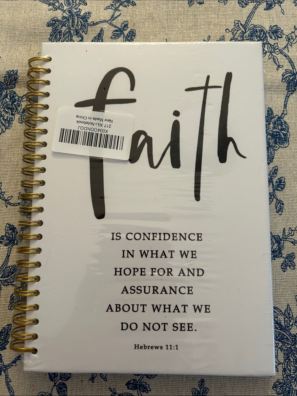 Faith Spiral Journal Notebook - White with Gold Coil